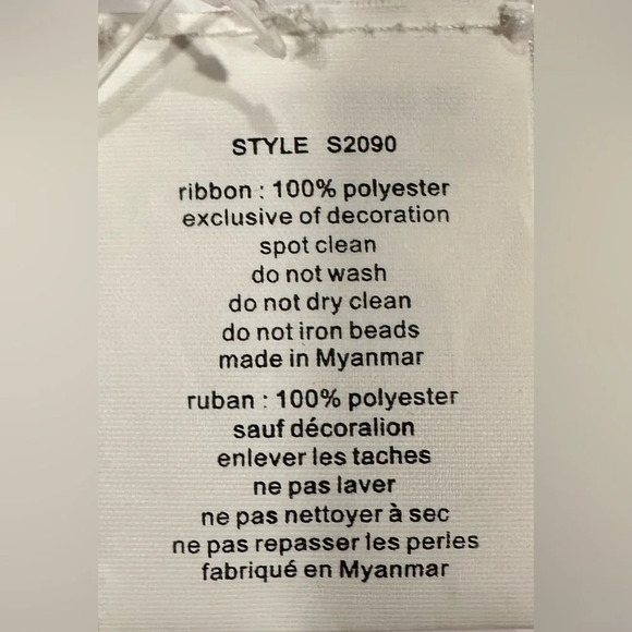 NWT Davids Bridal Wedding Dress Belt Slim Crystal Patterned Sash with Ribbon Tie - Picture 7 of 9